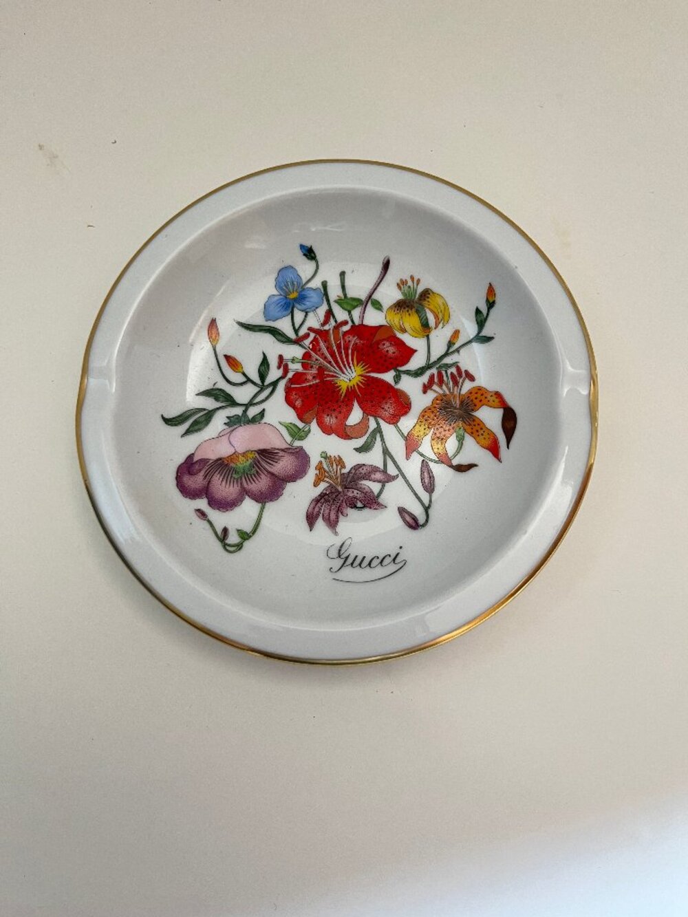 Vintage Gucci Flora Ashtray Trinket Dish Richard Ginori Italy 1970s